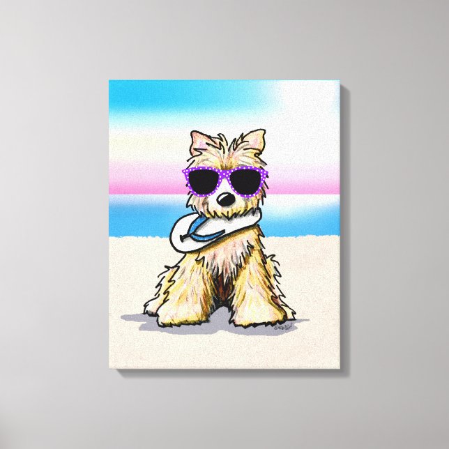 KiniArt Cairn Terrier Dog Beach Canvas Print (Front)