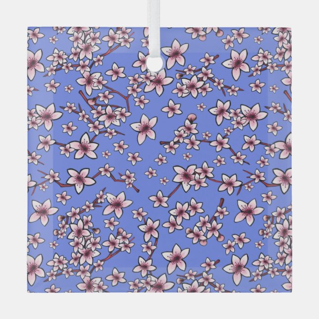 KiniArt Cherry Blossoms Glass Ornament (Front)