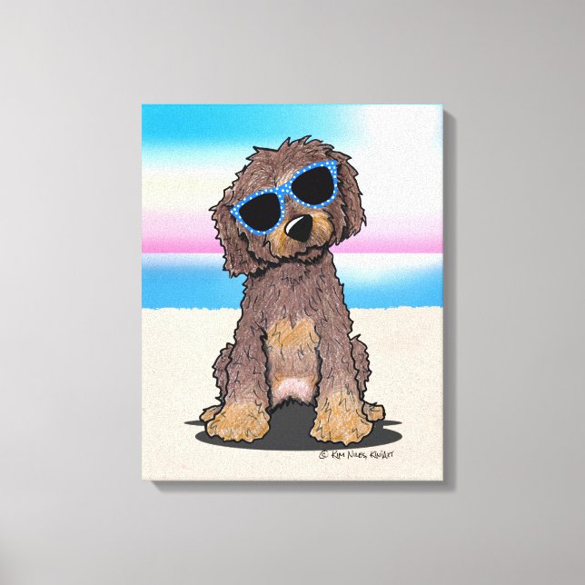 KiniArt Chocolate Doodle Dog Beach Canvas Print (Front)