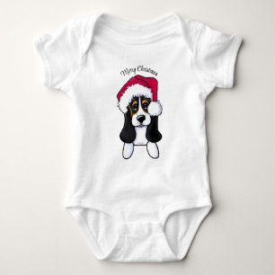 KiniArt Christmas Basset Hound Baby Bodysuit