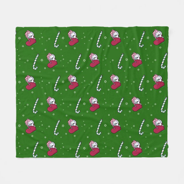 KiniArt Christmas Westie Terrier Fleece Blanket (Front (Horizontal))