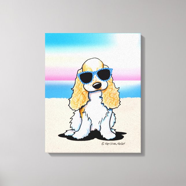 KiniArt Cocker Spaniel Dog Beach Canvas Print (Front)