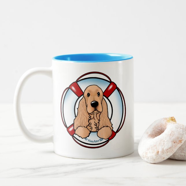KiniArt Cocker Spaniel Secourt Mug (Avec donut)