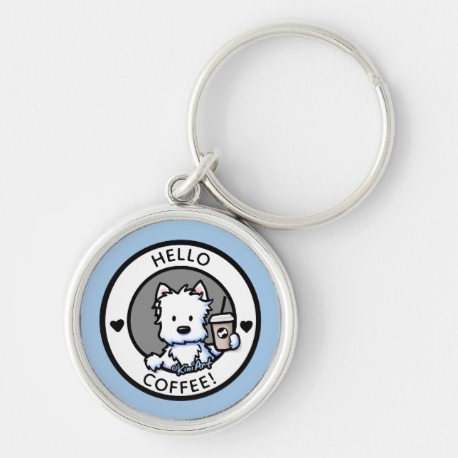 KiniArt Coffee Westie Keychain (Front)