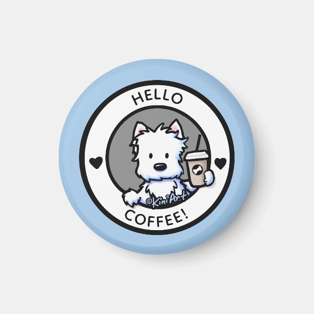 KiniArt Coffee Westie Magnet (Front)
