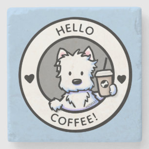 KiniArt Coffee Westie Stone Coaster