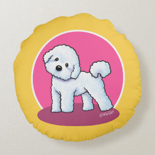 KiniArt Curious Bichon Round Pillow