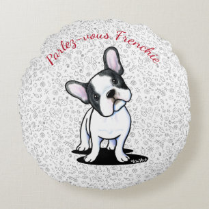 KiniArt Curious French Bulldog Round Pillow