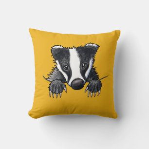 KiniArt Cute Badger Throw Pillow
