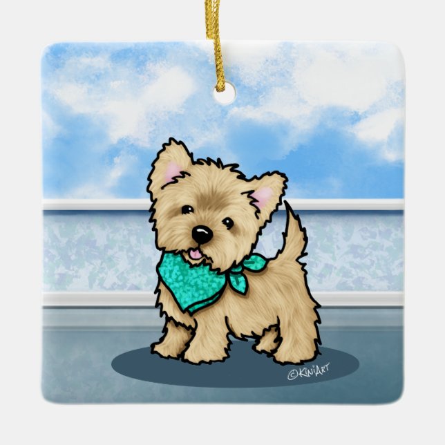 KiniArt Cutieface Cairn Ceramic Ornament (Front)