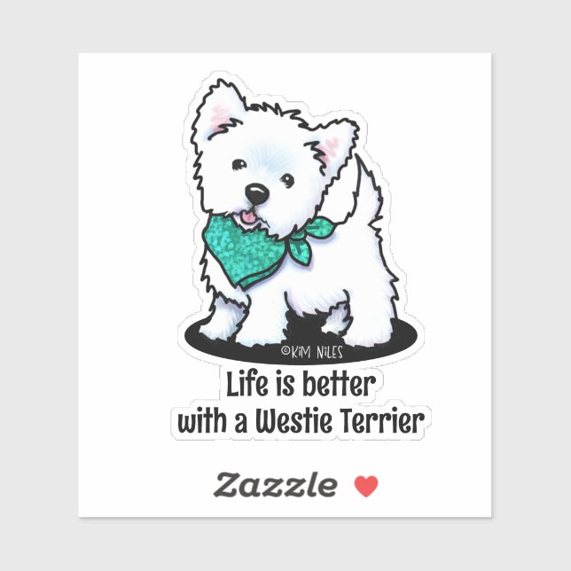 KiniArt Cutieface Westie Sticker (Sheet)
