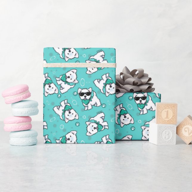 KiniArt Cutieface Westies Wrapping Paper (Baby Shower)