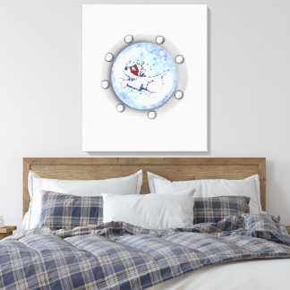 KiniArt Diving Westie Terrier Porthole Canvas Print