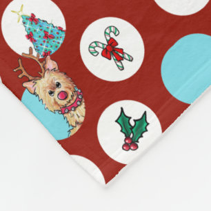 KiniArt Dogs Snowman Christmas Fleece Blanket