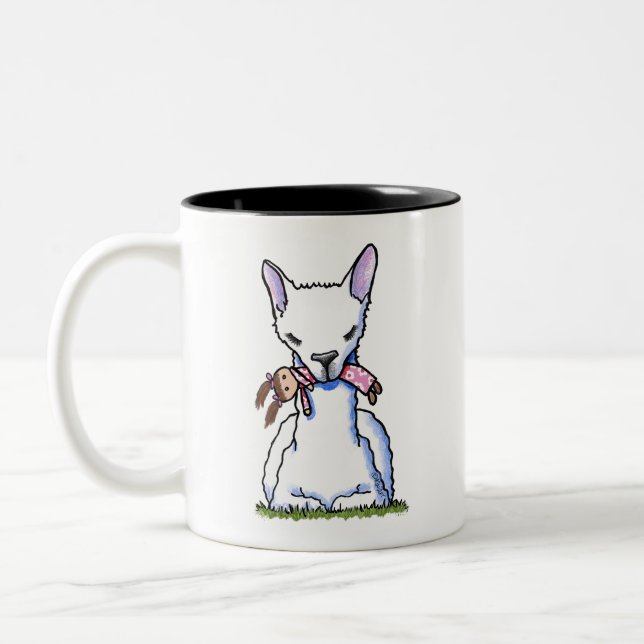 KiniArt Dolly Llama  Two-Tone Coffee Mug (Left)