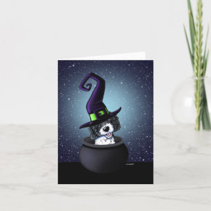 KiniArt Doodle Dog Witch Halloween Card