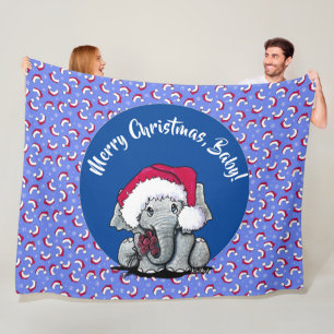 KiniArt Elephant Christmas Fleece Blanket