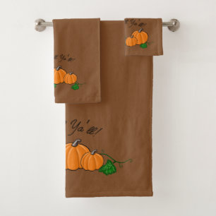 KiniArt Fall Pumpkin Bath Towel Set