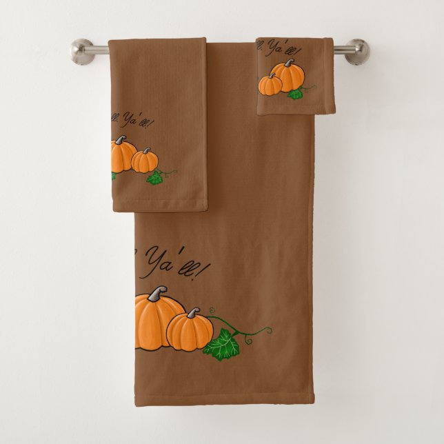 KiniArt Fall Pumpkin Bath Towel Set (Insitu)