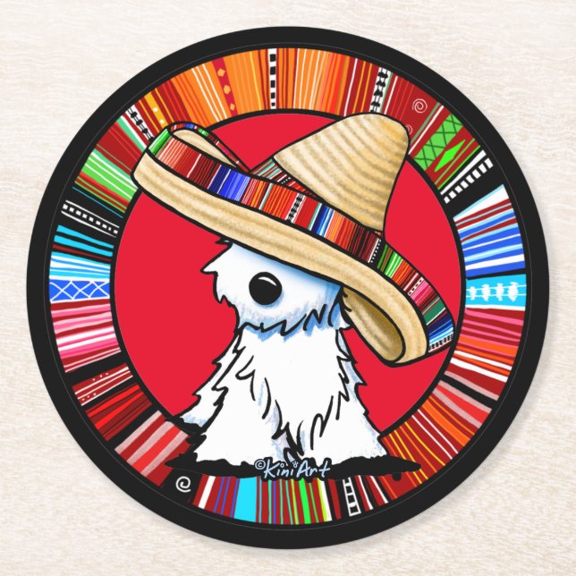 KiniArt Fiesta Westie Round Paper Coaster (Front)