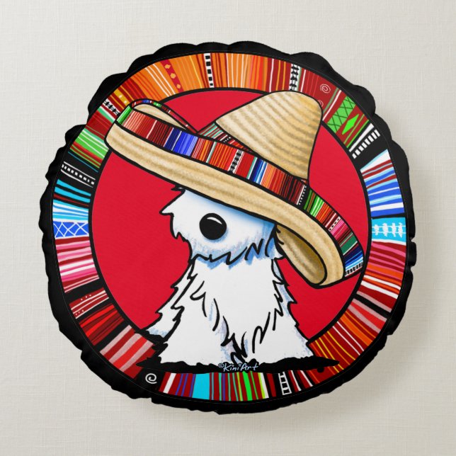 KiniArt Fiesta Westie Round Pillow (Front)