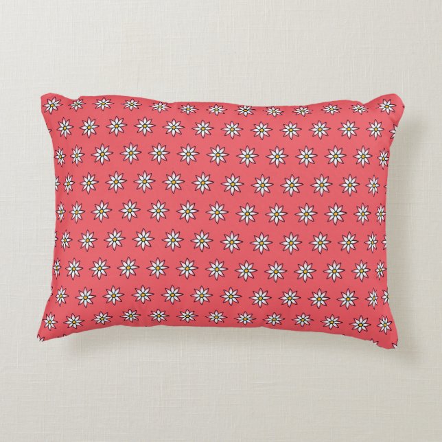 KiniArt Floral Coral Accent Pillow (Back)