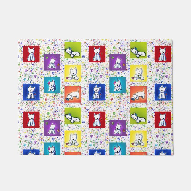 KiniArt Flowerbox Westies Doormat (Front)