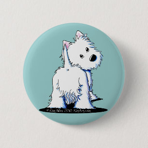 KiniArt Fluffy Butt Westie Button