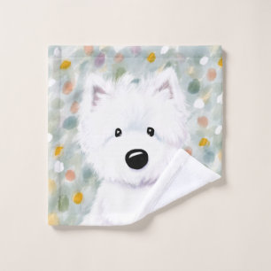 KiniArt Fluffy Westie Impressions Wash Cloth