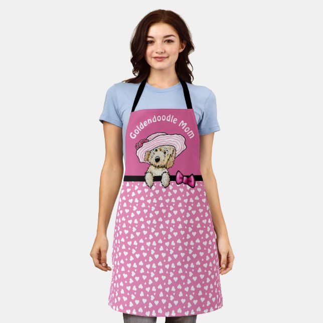 KiniArt Goldendoodle All-Over Print Apron (Worn)