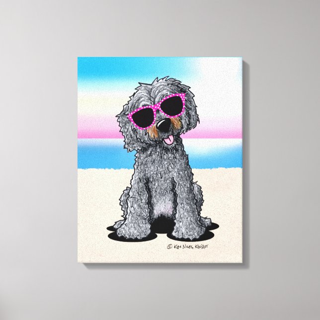 KiniArt Goldendoodle Dog Beach Canvas Print (Front)