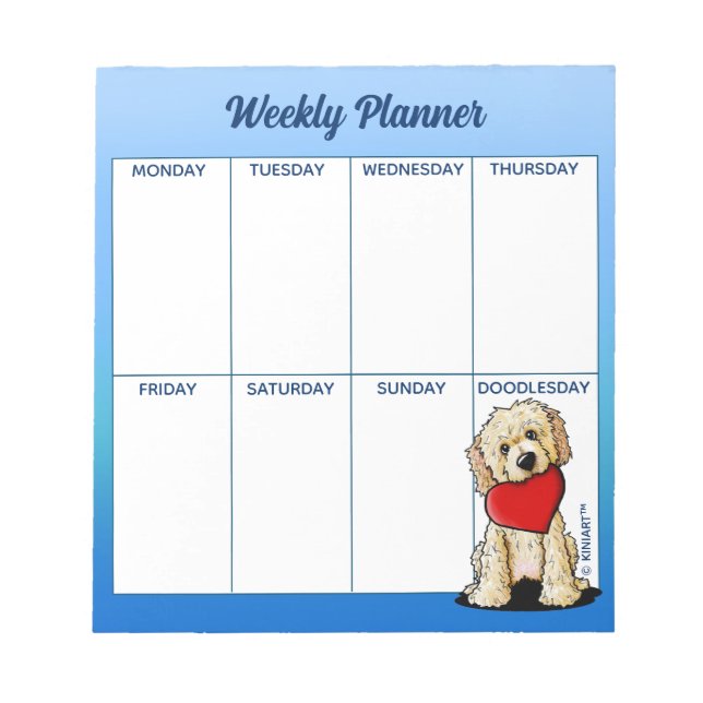 KiniArt Goldendoodle Planner Notepad (Front)