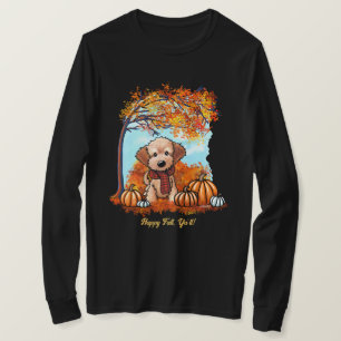KiniArt Goldendoodle Pup Autumn T-Shirt