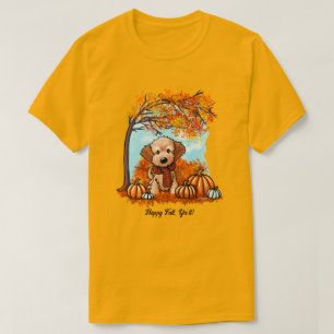 KiniArt Goldendoodle Pup Autumn T-Shirt