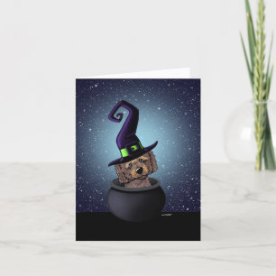 KiniArt Goldendoodle Witch Halloween Card