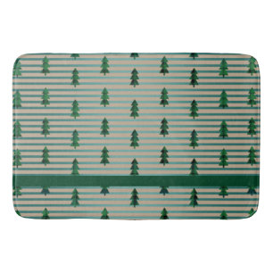 KiniArt Green Plaid Trees Bath Mat