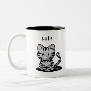 KiniArt Grey Tabby Kitten  Two-Tone Coffee Mug