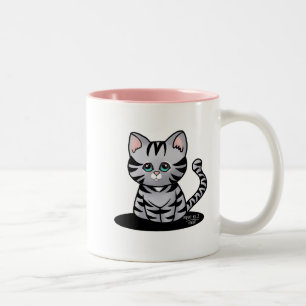 KiniArt Grey Tabby Kitten  Two-Tone Coffee Mug