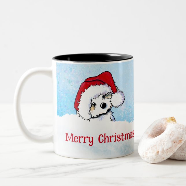 KiniArt Havanese Christmas Two-Tone Coffee Mug (With Donut)