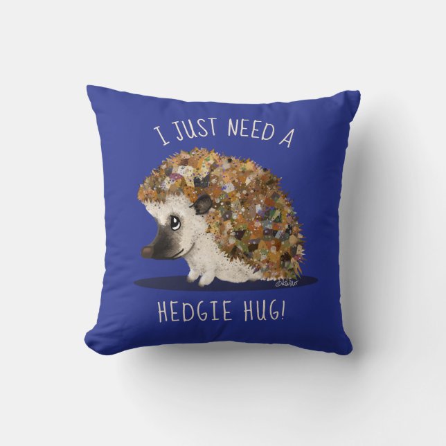 KiniArt Hedgehog Throw Pillow (Front)