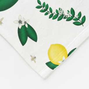 KiniArt Lemon Blossom Bees Fleece Blanket