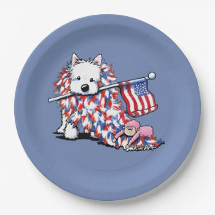 KiniArt Liberty Westie Portrait Paper Plate