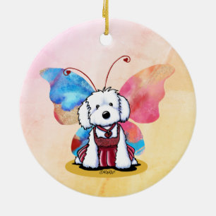 KiniArt Maltese Butterfly Ceramic Ornament