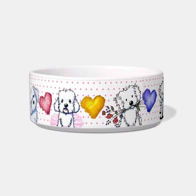 KiniArt Maltese Puppy Love Bowl (Left)