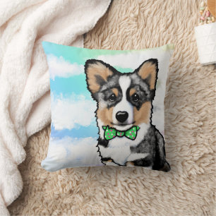 KiniArt Merle Corgi Throw Pillow