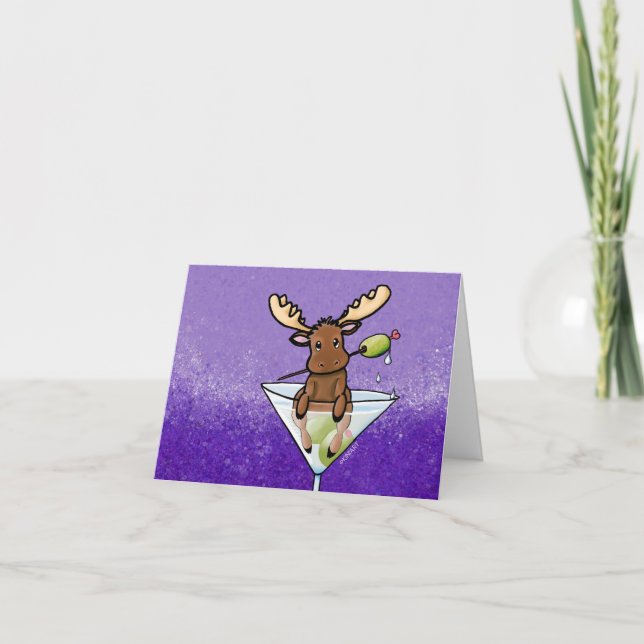 KiniArt Moose Martini Thank You Card (Front)