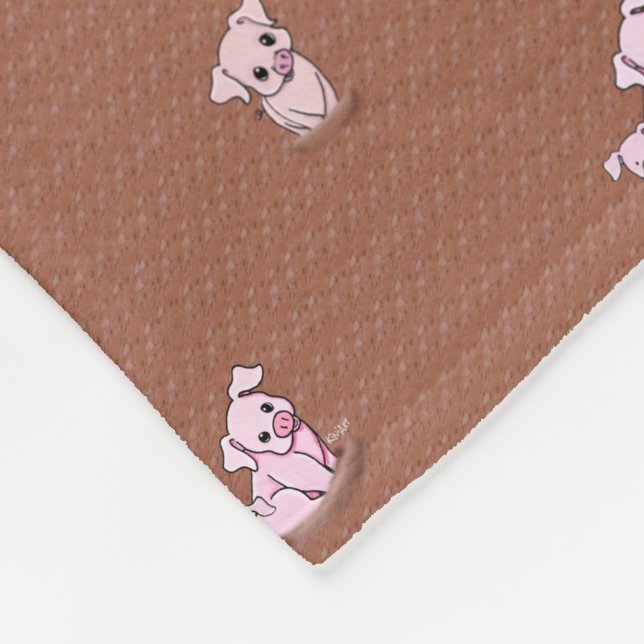 KiniArt Mud Bath Pigs Fleece Blanket (Corner)