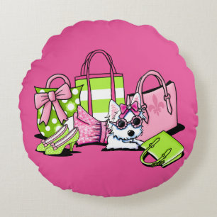 KiniArt Olivia Girlie Things Westie Round Pillow