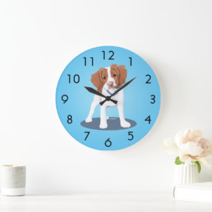KiniArt Orange Brittany Dog Clock