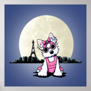 KiniArt Paris Night Olivia Westie Poster